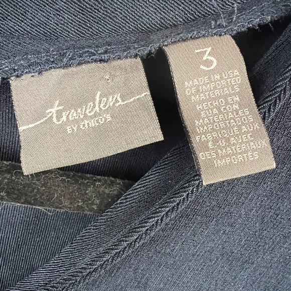 Chico's Travelers Navy Blue Dress w/Gold Braided Choker Neckline Size 3 - Picture 7 of 11